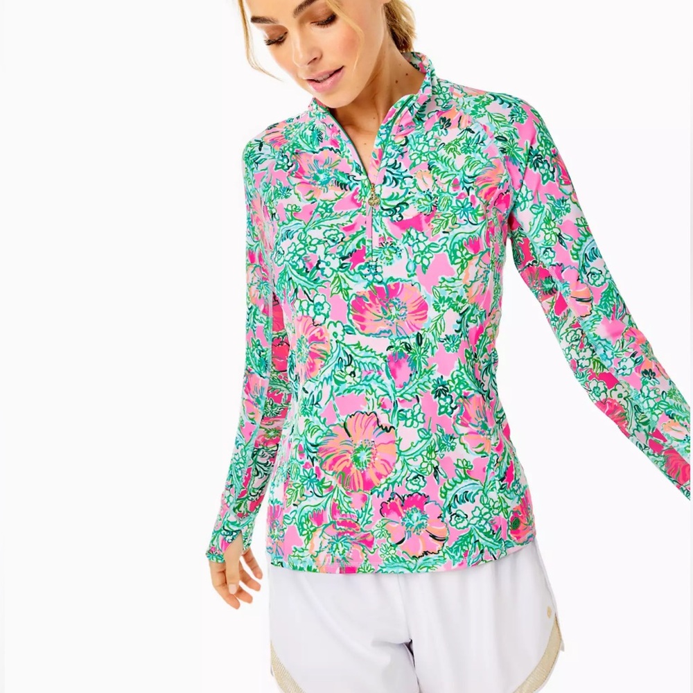 Lily Pulitzer Luxletic Marion Half-zip Sunguard In Soleil Pink